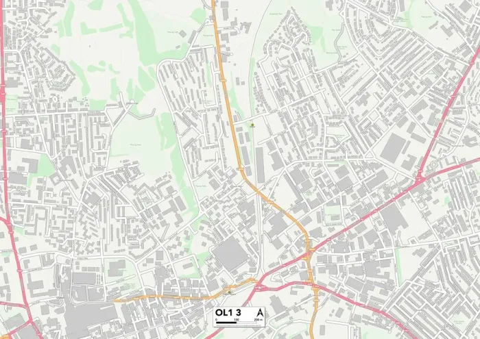 Impresión enmarcada : Oldham OL1 3 Map