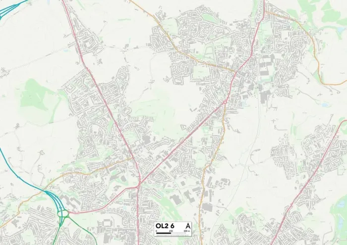 Impresión enmarcada : Oldham OL2 6 Map