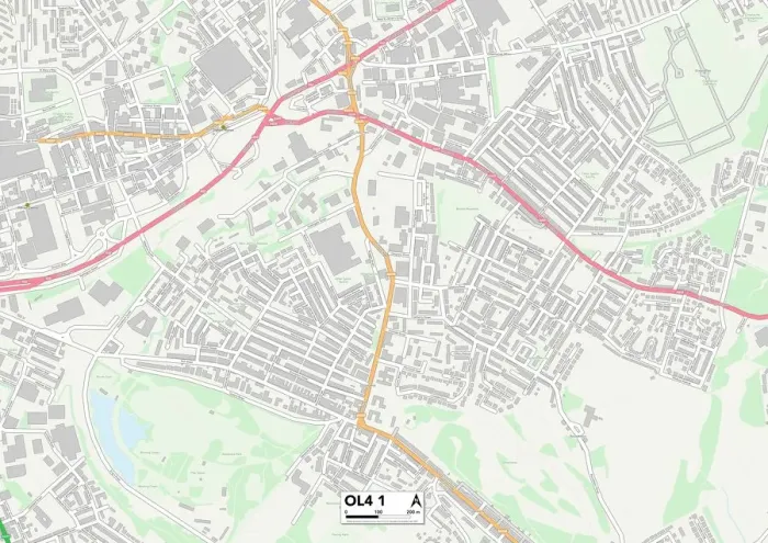 Impresión enmarcada : Oldham OL4 1 Map Impresión enmarcada : Oldham OL4 1 Map