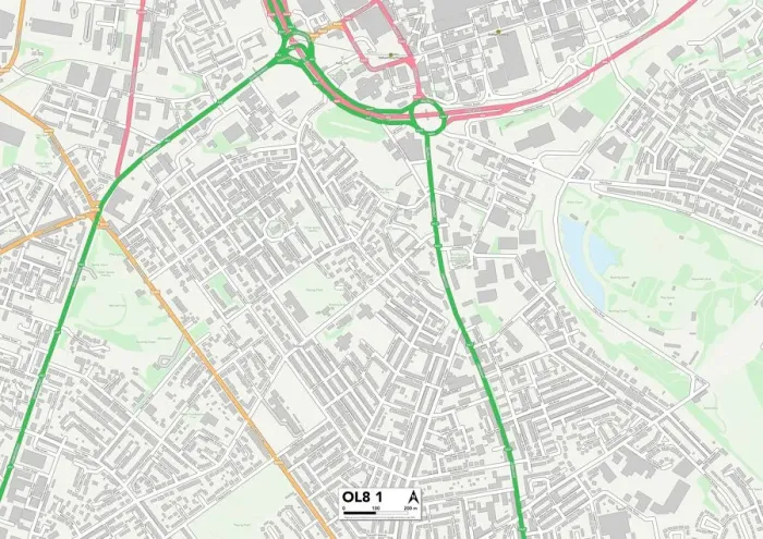 Impresión enmarcada : Oldham OL8 1 Map