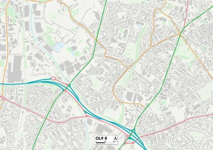 Impresión enmarcada : Oldham OL9 8 Map