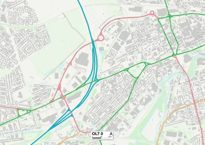 Impresión enmarcada : Tameside OL7 0 Map Impresión enmarcada : Tameside OL7 0 Map
