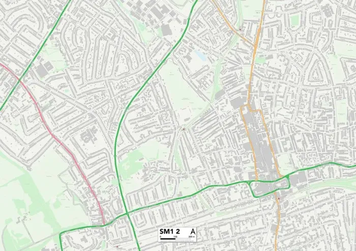 Impresión enmarcada : Sutton SM1 2 Map