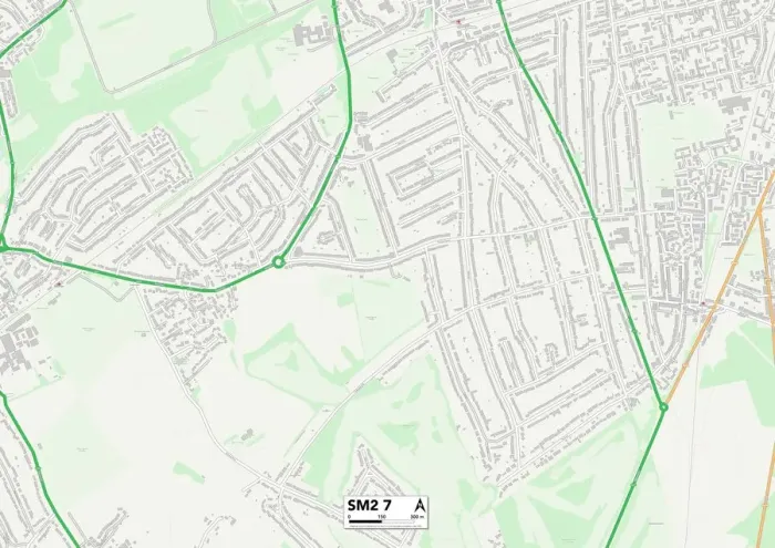 Impresión enmarcada : Sutton SM2 7 Map Impresión enmarcada : Sutton SM2 7 Map