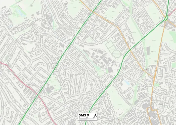 Impresión enmarcada : Sutton SM3 9 Map Impresión enmarcada : Sutton SM3 9 Map