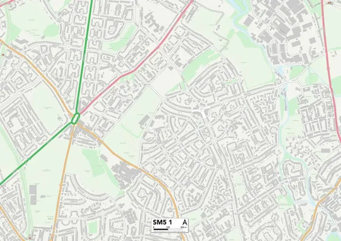 Impresión enmarcada : Sutton SM5 1 Map Impresión enmarcada : Sutton SM5 1 Map