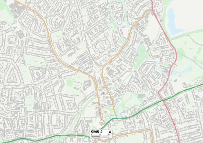 Impresión enmarcada : Sutton SM5 2 Map Impresión enmarcada : Sutton SM5 2 Map