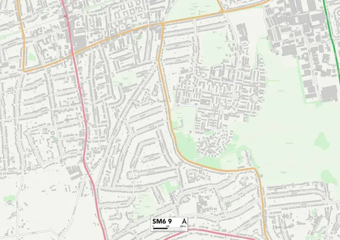 Impresión enmarcada : Sutton SM6 9 Map