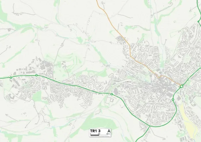 Impresión enmarcada : Cornwall TR1 3 Map