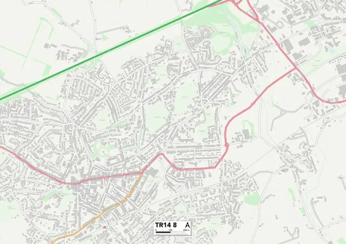 Impresión enmarcada : Cornwall TR14 8 Map