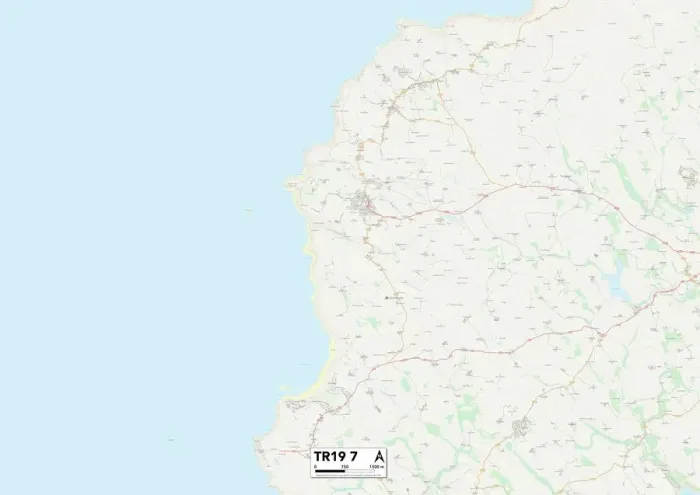 Impresión enmarcada : Cornwall TR19 7 Map