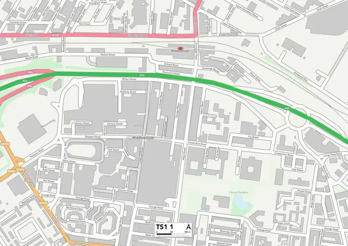 Impresión enmarcada : Middlesbrough TS1 1 Map Impresión enmarcada : Middlesbrough TS1 1 Map