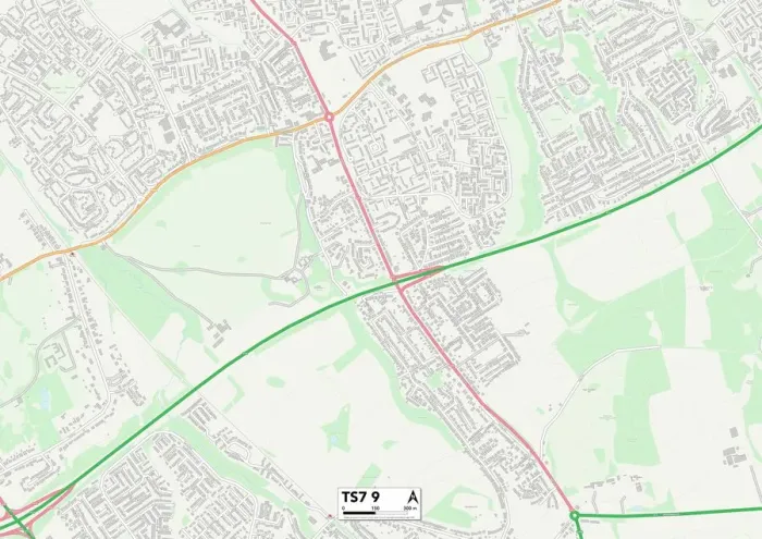 Impresión enmarcada : Middlesbrough TS7 9 Map Impresión enmarcada : Middlesbrough TS7 9 Map