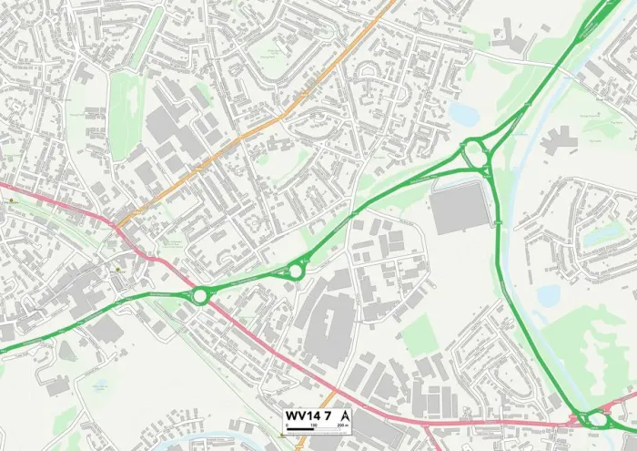 Impresión enmarcada : Wolverhampton WV14 7 Map Impresión enmarcada : Wolverhampton WV14 7 Map