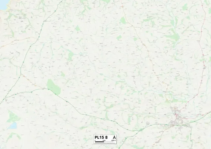 Impresión enmarcada : Cornwall PL15 8 Map