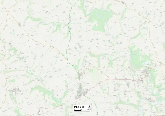 Impresión enmarcada : Cornwall PL17 8 Map