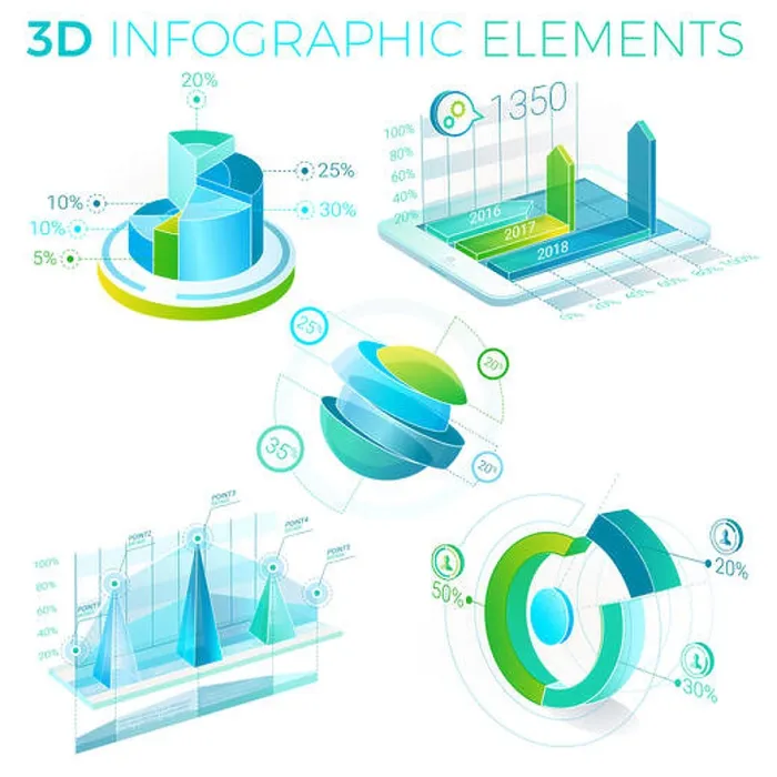 Impresión enmarcada : Elementos de Infografía en 3D Impresión enmarcada : Elementos de Infografía en 3D