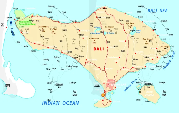 Impresión enmarcada : Mapa de Bali