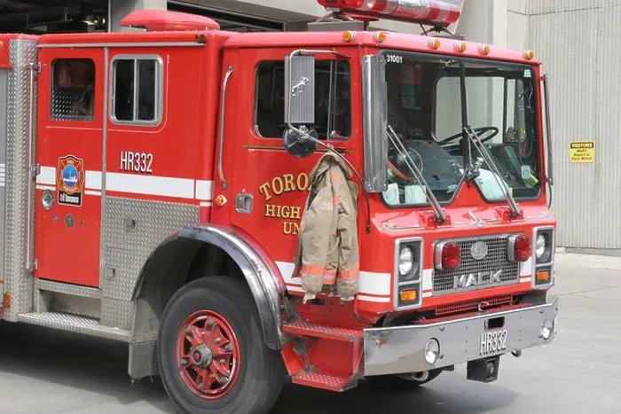 Impresión enmarcada : coche de bomberos
