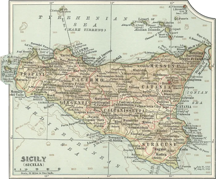 Impresión enmarcada : Mapa de Sicilia Impresión enmarcada : Mapa de Sicilia