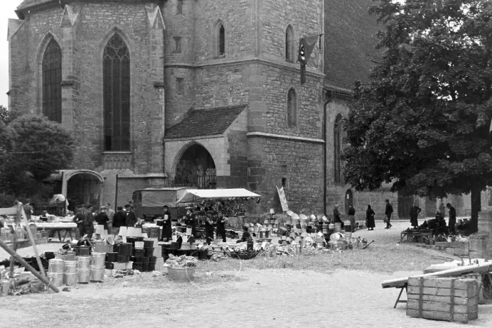 Impresión enmarcada : Nürnberg. Mercado en Núremberga, Alemania décadas de 1930