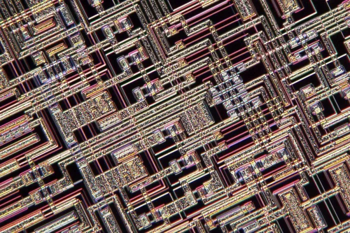 Impresión enmarcada : Microchip, micrografía de luz. Impresión enmarcada : Microchip, micrografía de luz.