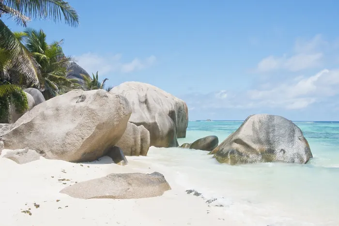 Impresión enmarcada : Playa Anse Source d'Argent, La Digue, Seychelles.