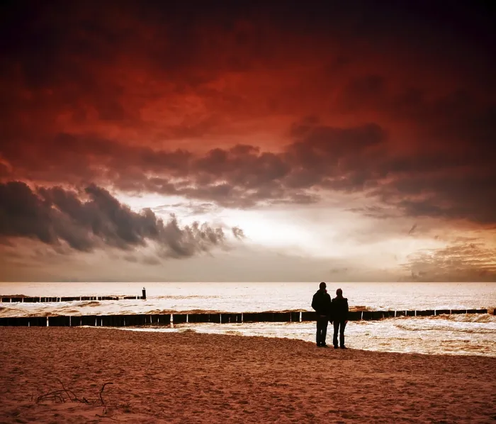 Impresión enmarcada : Playa al atardecer.