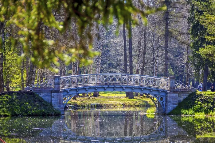 Impresión enmarcada : Puente en la primavera en el parque.