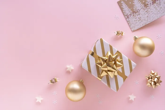 Impresión enmarcada : Composición de Navidad. Caja de regalo.