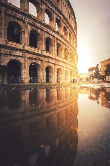 Impresión enmarcada : El Coliseo con reflexión, charca.