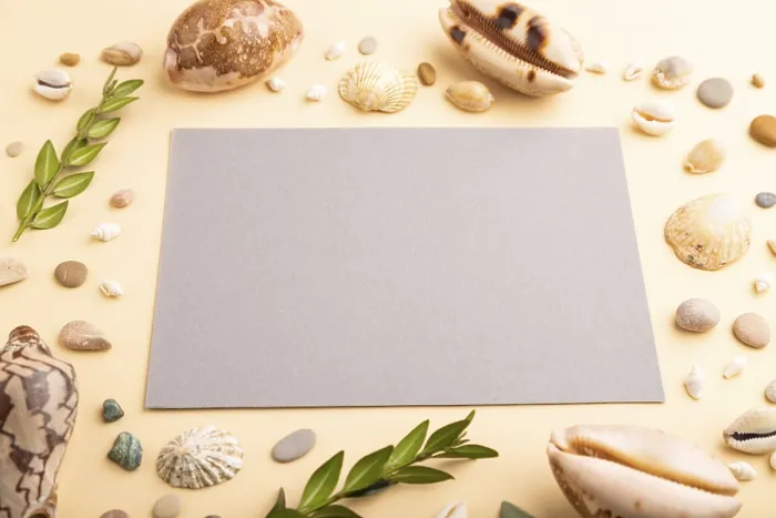 Impresión enmarcada : 'Composición con hoja de papel gris'.