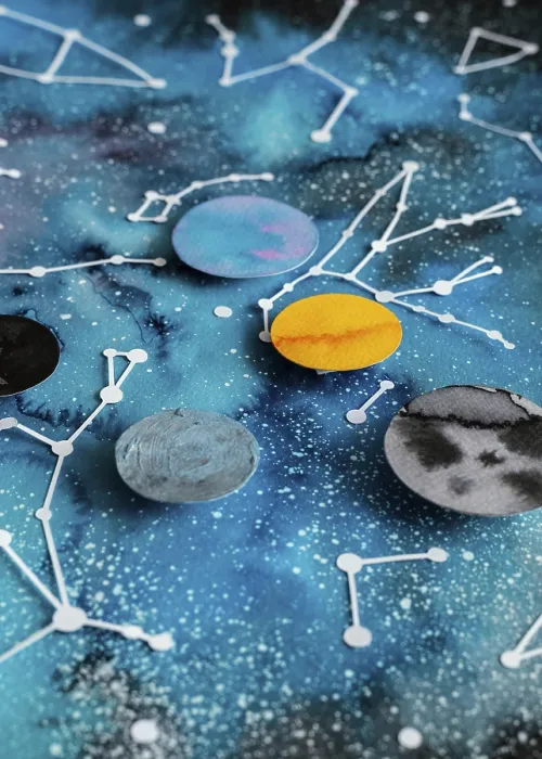 Impresión enmarcada : Composición de planetas de papel creativos 3. Impresión enmarcada : Composición de planetas de papel creativos 3.