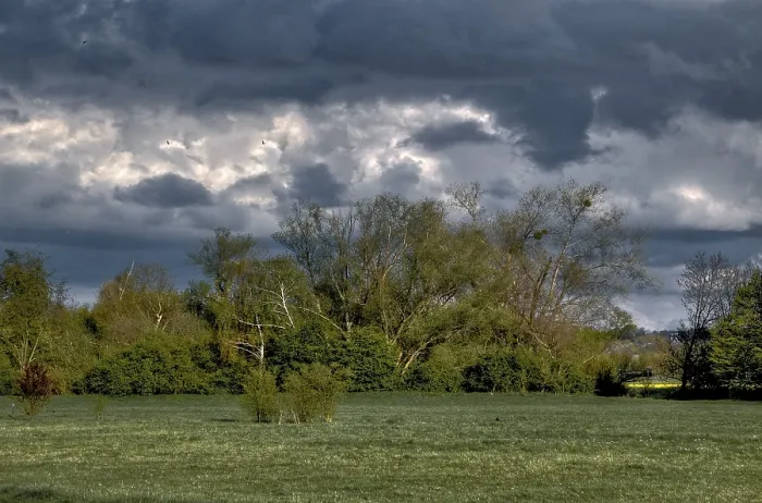 Impresión enmarcada : Nubes tormentosas dramáticas con grises.