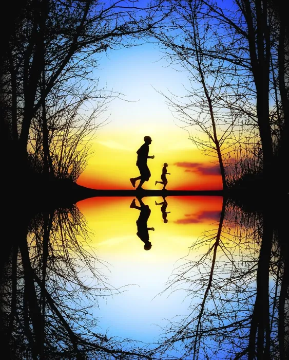 Impresión enmarcada : Carrera en Puesta de Sol. Impresión enmarcada : Carrera en Puesta de Sol.