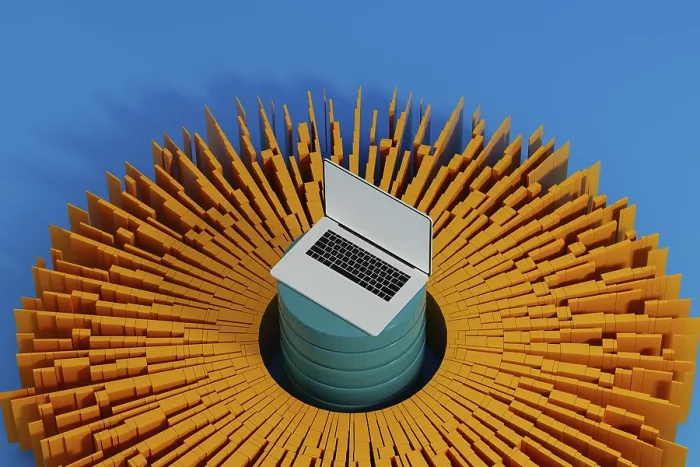 Impresión enmarcada : Computadora conectada a una red de datos vibrantes