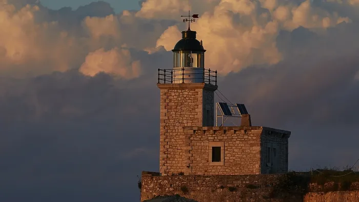 Impresión enmarcada : Faro, cerca, luz de la tarde.