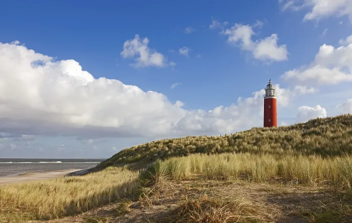 Impresión enmarcada : Faro de Eierland con Dunas. Impresión enmarcada : Faro de Eierland con Dunas.