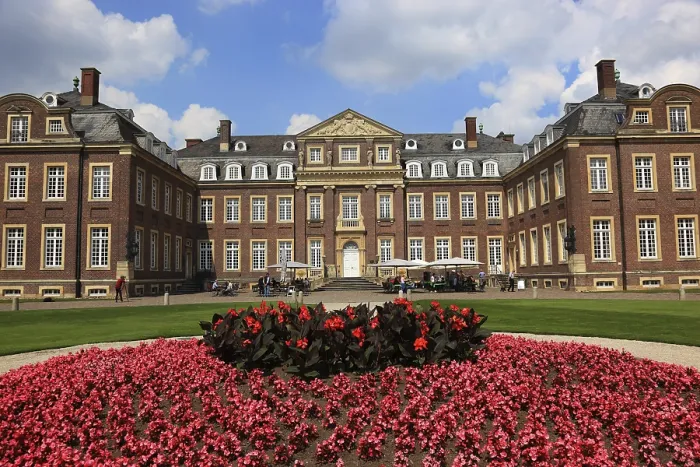 Impresión enmarcada : Edificio principal con risalit central, vista sur, Castillo de Nordkirchen, complejo barroco en el sur del Münsterland, castillo amurallado, distrito de Coesfeld, Renania del Norte-Westfalia Alemania