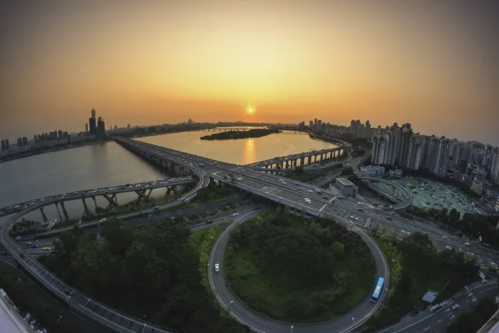 Impresión enmarcada : Vista del puente Mapo desde la parte superior de un edificio. Impresión enmarcada : Vista del puente Mapo desde la parte superior de un edificio.