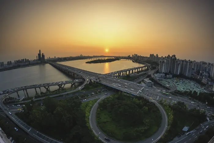 Impresión enmarcada : Vista del puente Mapo desde la parte superior de un edificio. Impresión enmarcada : Vista del puente Mapo desde la parte superior de un edificio.