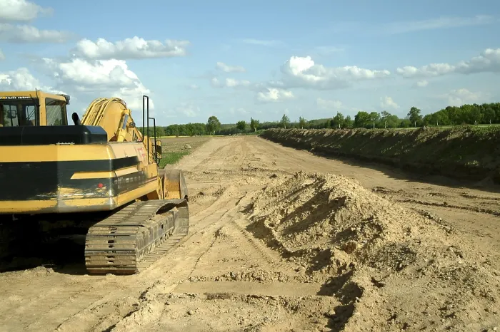 Impresión enmarcada : Construcción de carreteras. Impresión enmarcada : Construcción de carreteras.