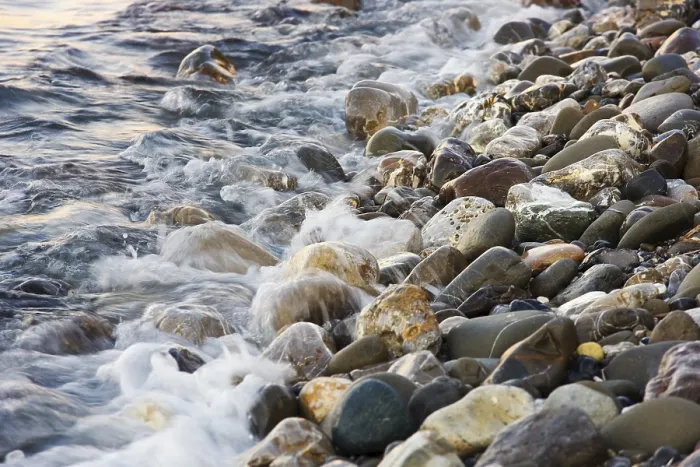 Impresión enmarcada : Piedras y olas.