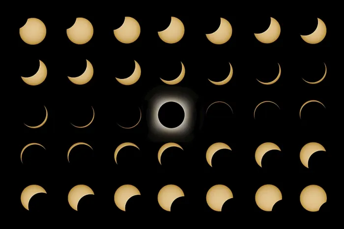 Impresión enmarcada : Fases del Eclipse Solar Total, Eclipse Solar Compuesto.
