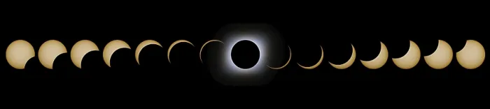 Impresión enmarcada : Fases de eclipse solar total. Eclipse Solar Compuesto. Impresión enmarcada : Fases de eclipse solar total. Eclipse Solar Compuesto.