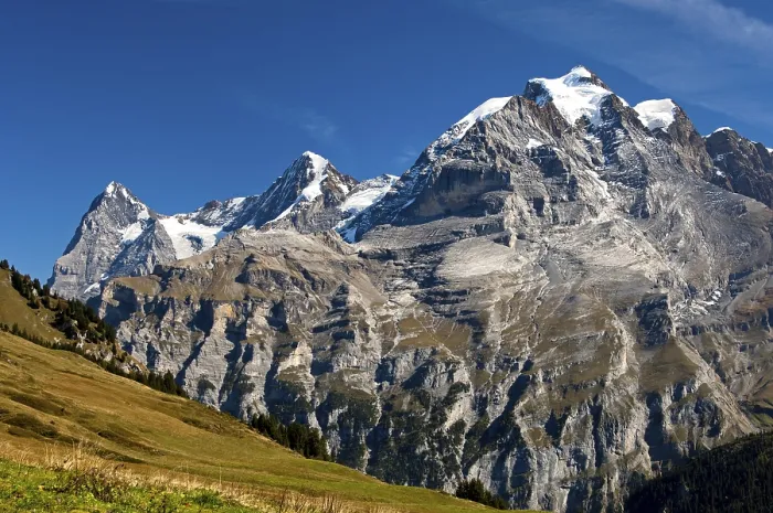 Impresión enmarcada : Vista del Monte Eiger, Monte Moench y Mt. Impresión enmarcada : Vista del Monte Eiger, Monte Moench y Mt.