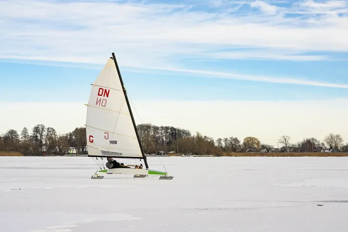 Impresión enmarcada : Invierno en Dummer See con Eisegler, Eickhopen, Lembruch, Baja Sajonia, Alemania Impresión enmarcada : Invierno en Dummer See con Eisegler, Eickhopen, Lembruch, Baja Sajonia, Alemania