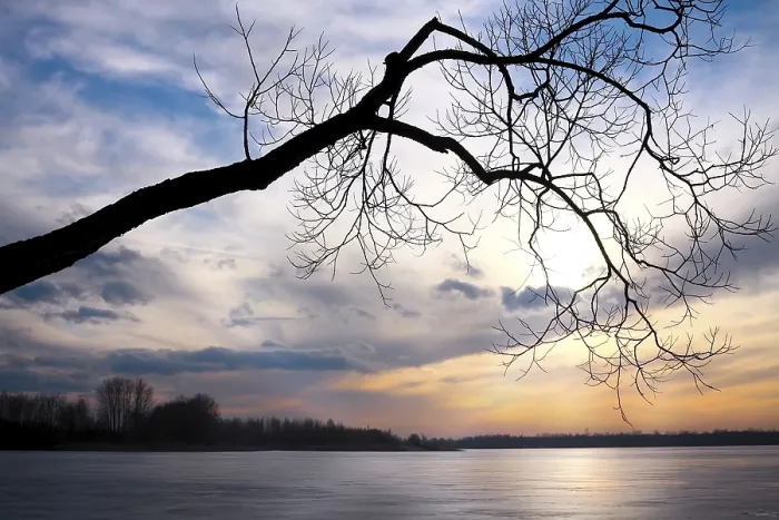 Impresión enmarcada : Puesta de sol de invierno.