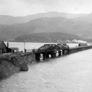 Barmouth Bridge Print, c. 1920s: A south-east view from Barmouth