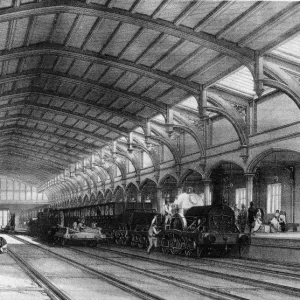 Bristol Temple Meads Station Print, 1843 Lithograph Bristol Temple Meads Station Print, 1843 Lithograph